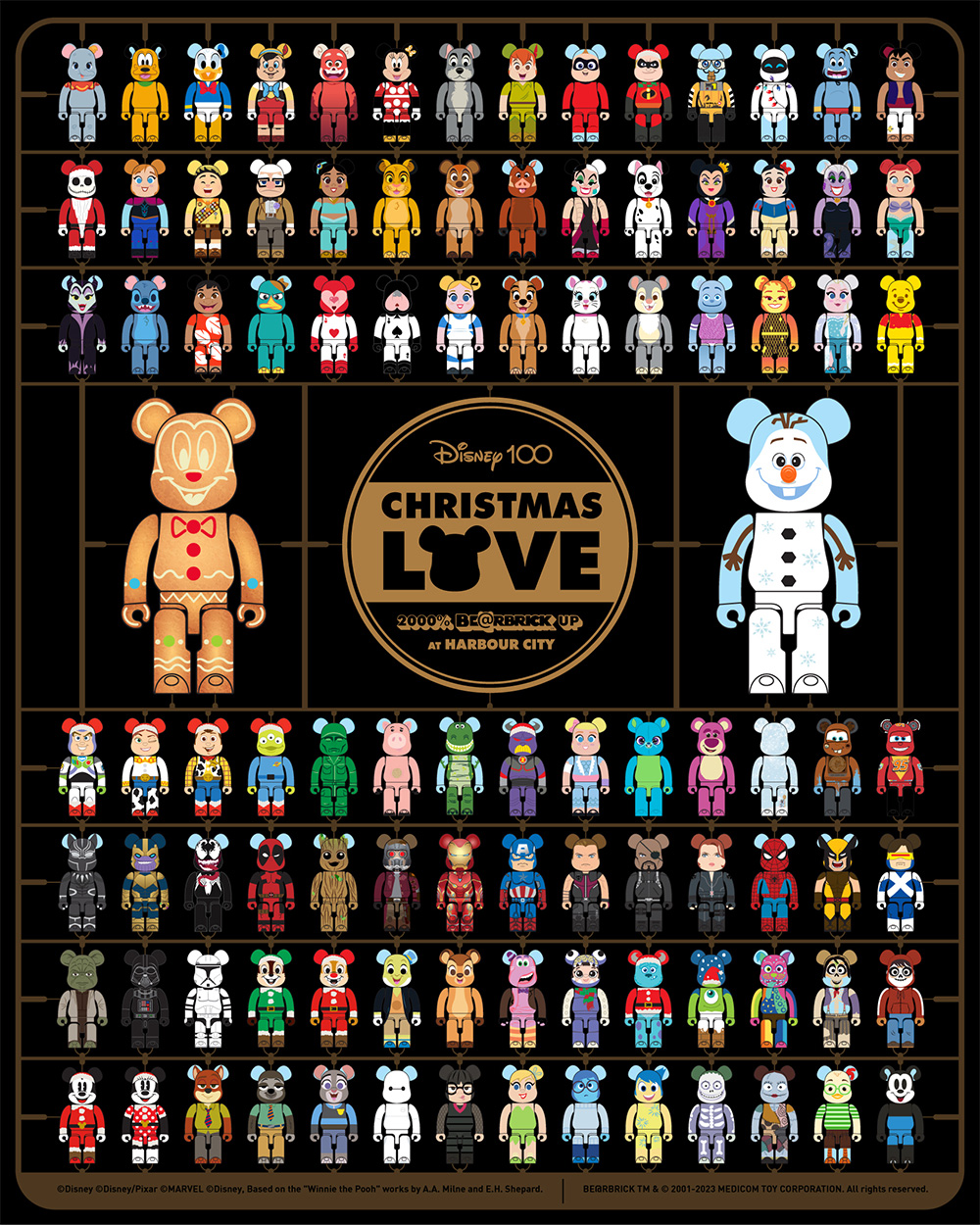 Disney100 CHRISTMAS LOVE 2000% BE@RBRICK UP @Harbour City